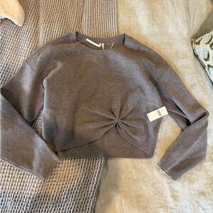 Anthropologie Gray Knotted Cropped Sweater